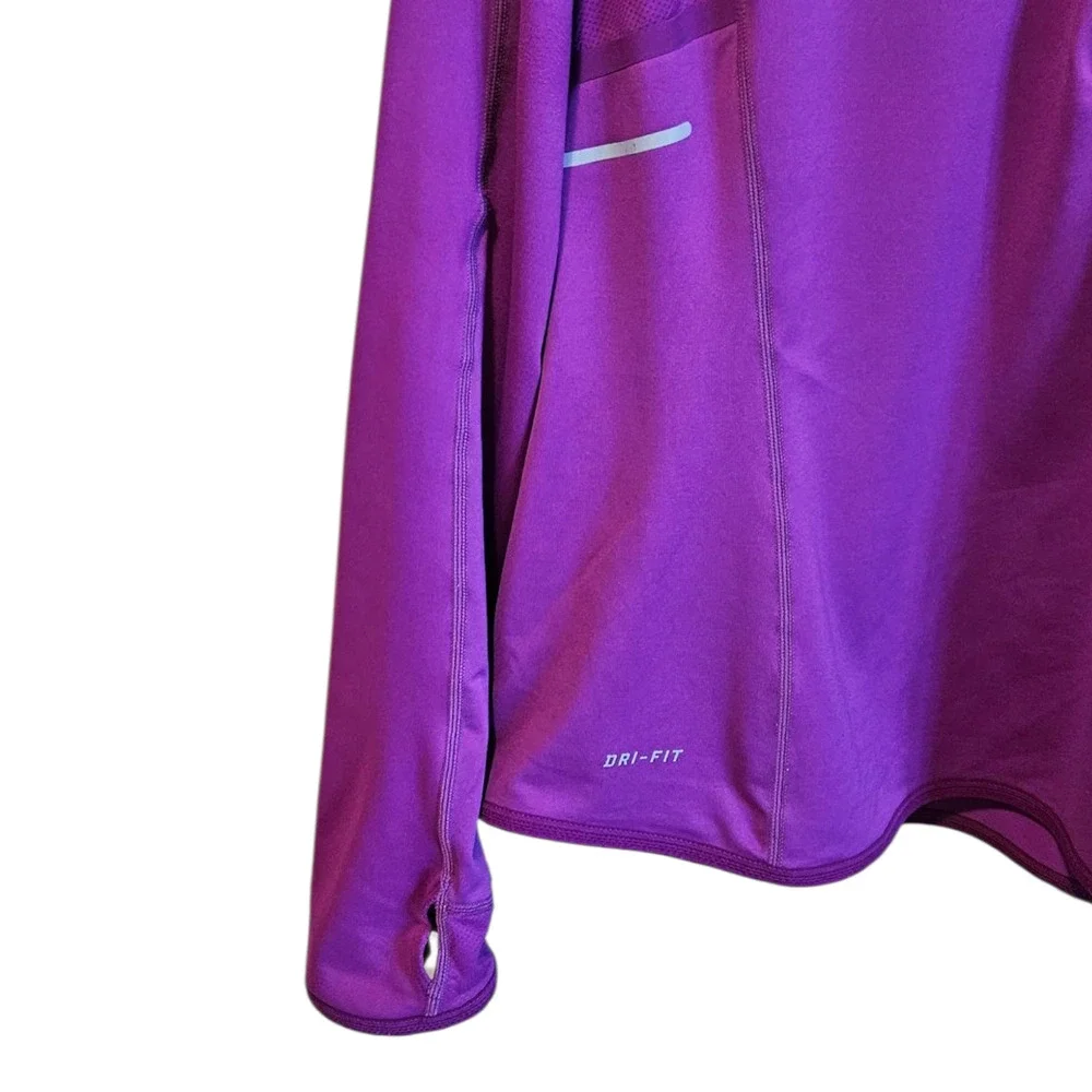 Nike Dri Fit 1/4 Zip Athletic Workout Long Sleeve Top Magenta Pink Women XLarge